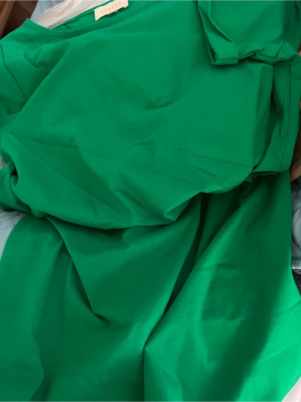 Sezane Green Midi Dress with Side Knot Detail - Picture 4 of 9